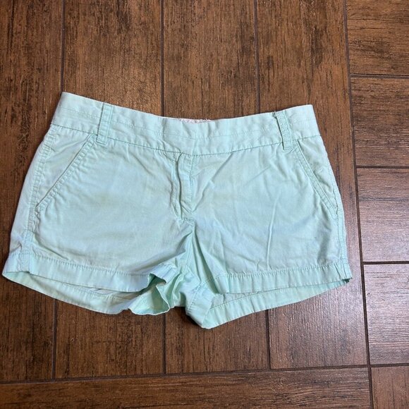 J Crew Mint Green Broken in Chinos Flat Front Beach Summer Short Shorts Size 4 - Picture 6 of 6